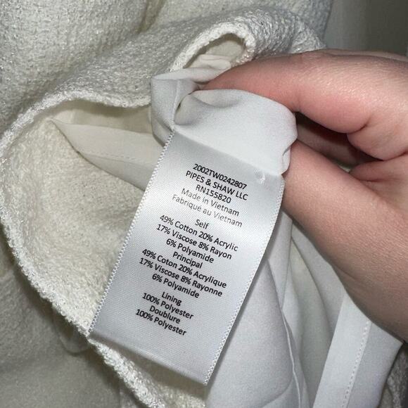 Veronica Beard Alona Tweed Mini Dress Ivory/White Size 2 Puff Sleeve Square Neck - Picture 7 of 8